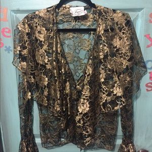 Vintage Black/Gold Blouse/Blazer